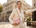 Elegant Pink Jacquard Shoulder Bag⁠